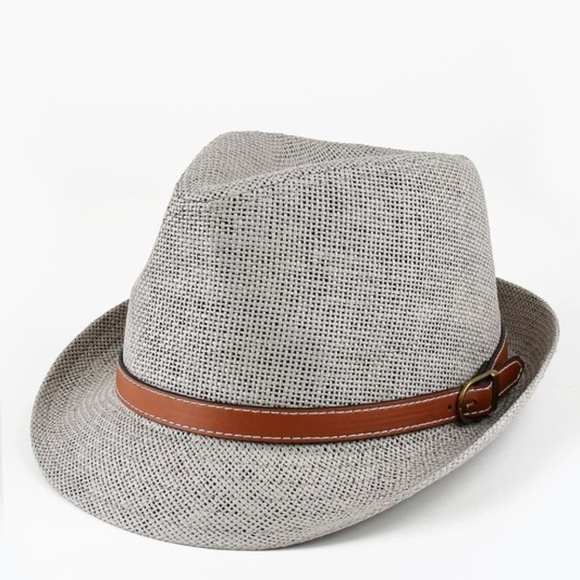 boho leather belted trim straw fedora - Picture 7 of 7